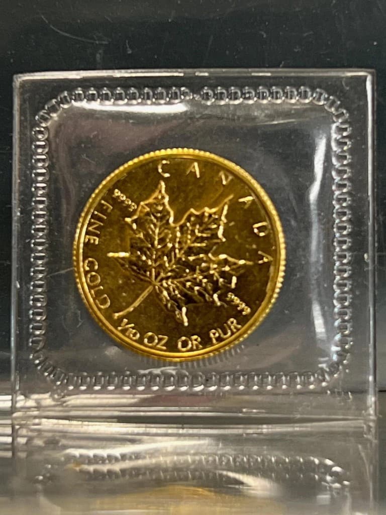 Pièce d’or Maple Leaf 1/10 once en capsule scellée — or pur 9999, format fractionné, Royal Canadian Mint